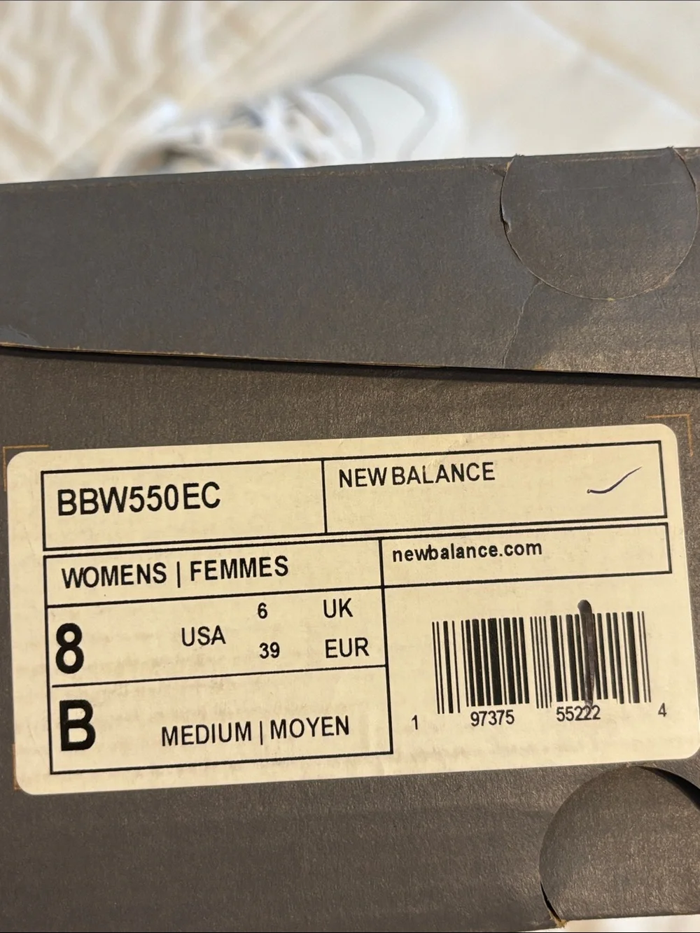NEW New Balance 550 White Leather Low-Top Sneakers Sz 8
